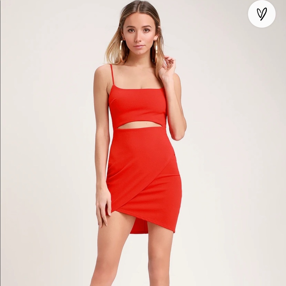 Red-Orange Cut out Bodycon Cocktail dress